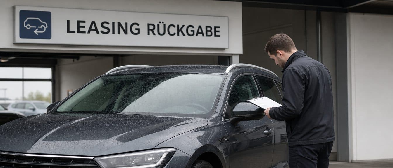 Gutachter begutachtet ein Leasingfahrzeug bei der Rückgabe