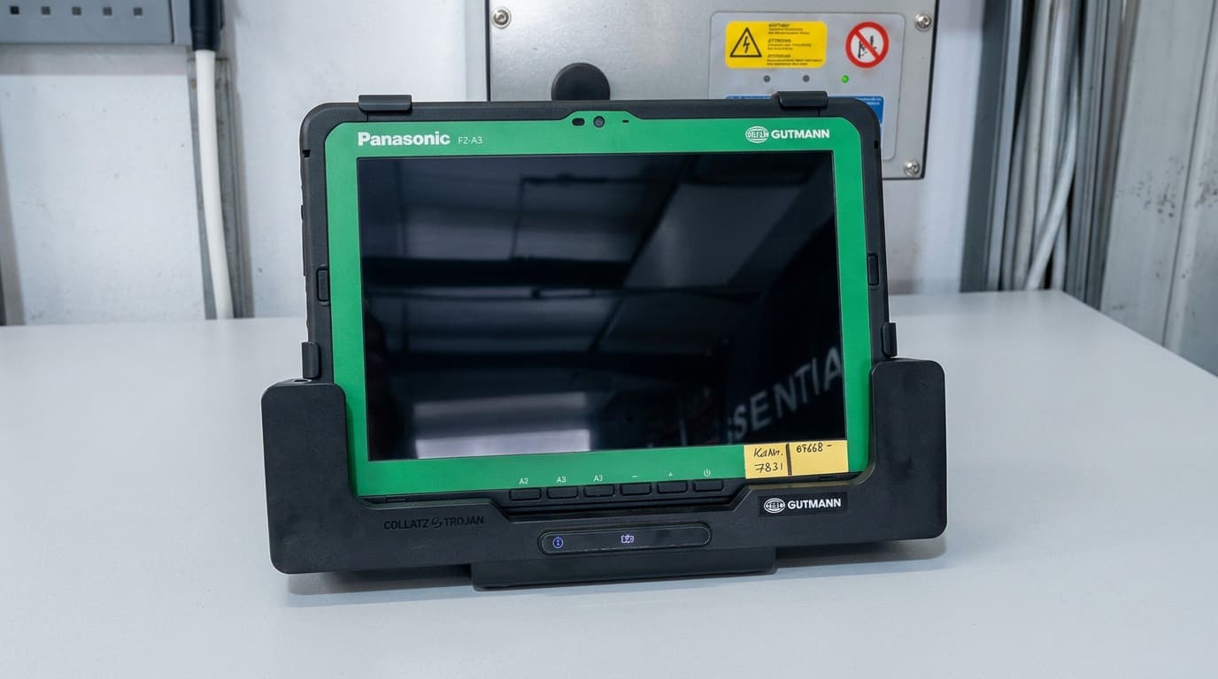 Diagnose-Toughbook am Fahrzeug angeschlossen