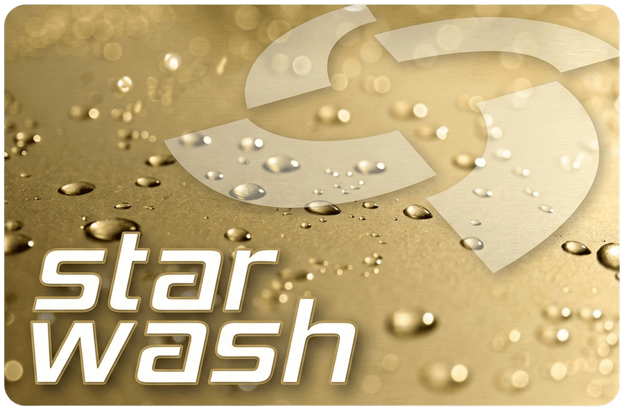 StarWash StarCard, goldene Guthabenkarte mit Wassertropfen